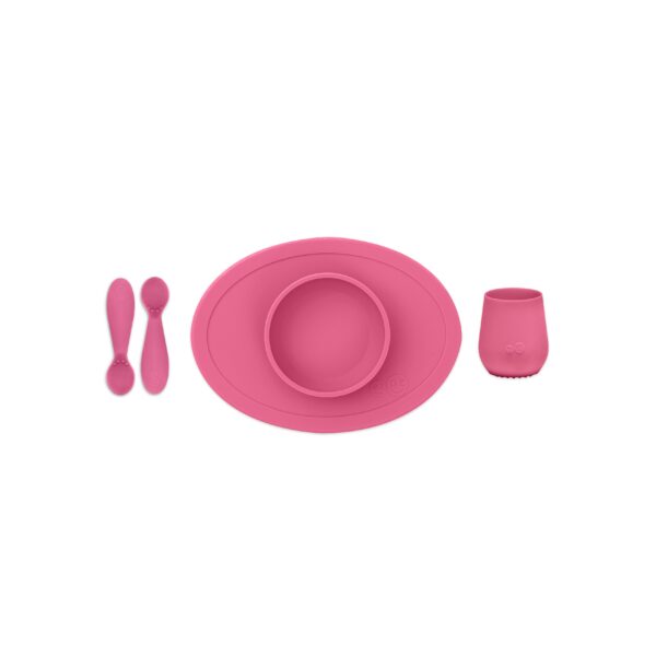 Ezpz Εκπαιδευτικό σετ φαγητού 100% σιλικόνης ροζ
