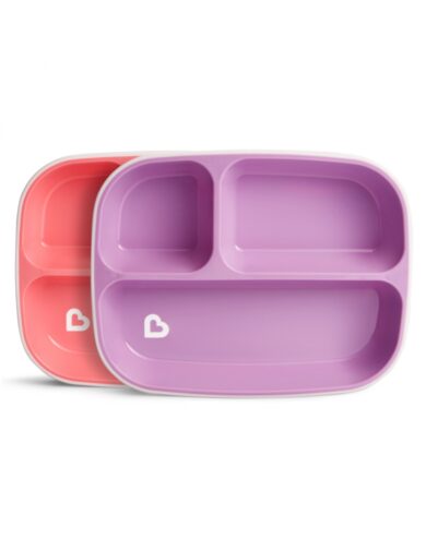 Munchkin σετ πιατάκια SPLASH™ DIVIDED PLATES pink-purple