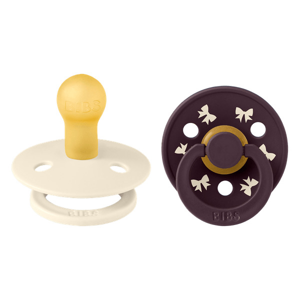 BIBS-COLOUR-set-pipiles- 2tem–BOW-IVORY-PLUM-strogyli-No1-littlebox.gr