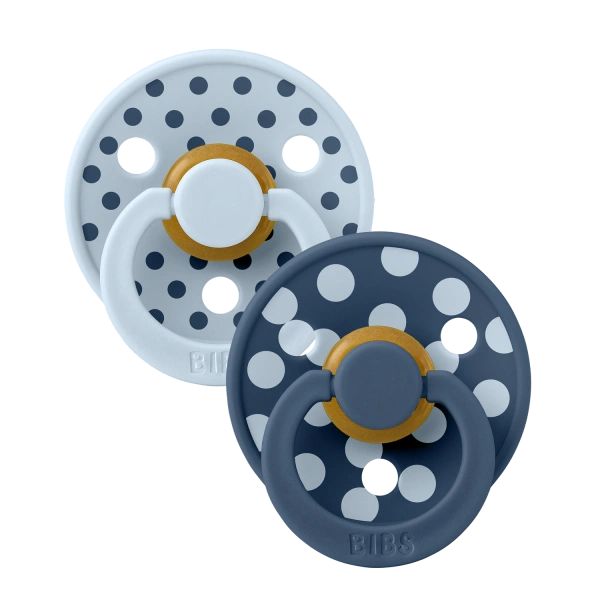 BIBS – STUDIO COLLECTION ΣΕΤ ΠΙΠΙΛΕΣ 2ΤΜΧ – POLKA DOT BABY BLUE/STEEL BLUE – ΣΤΡΟΓΓΥΛΗ No1