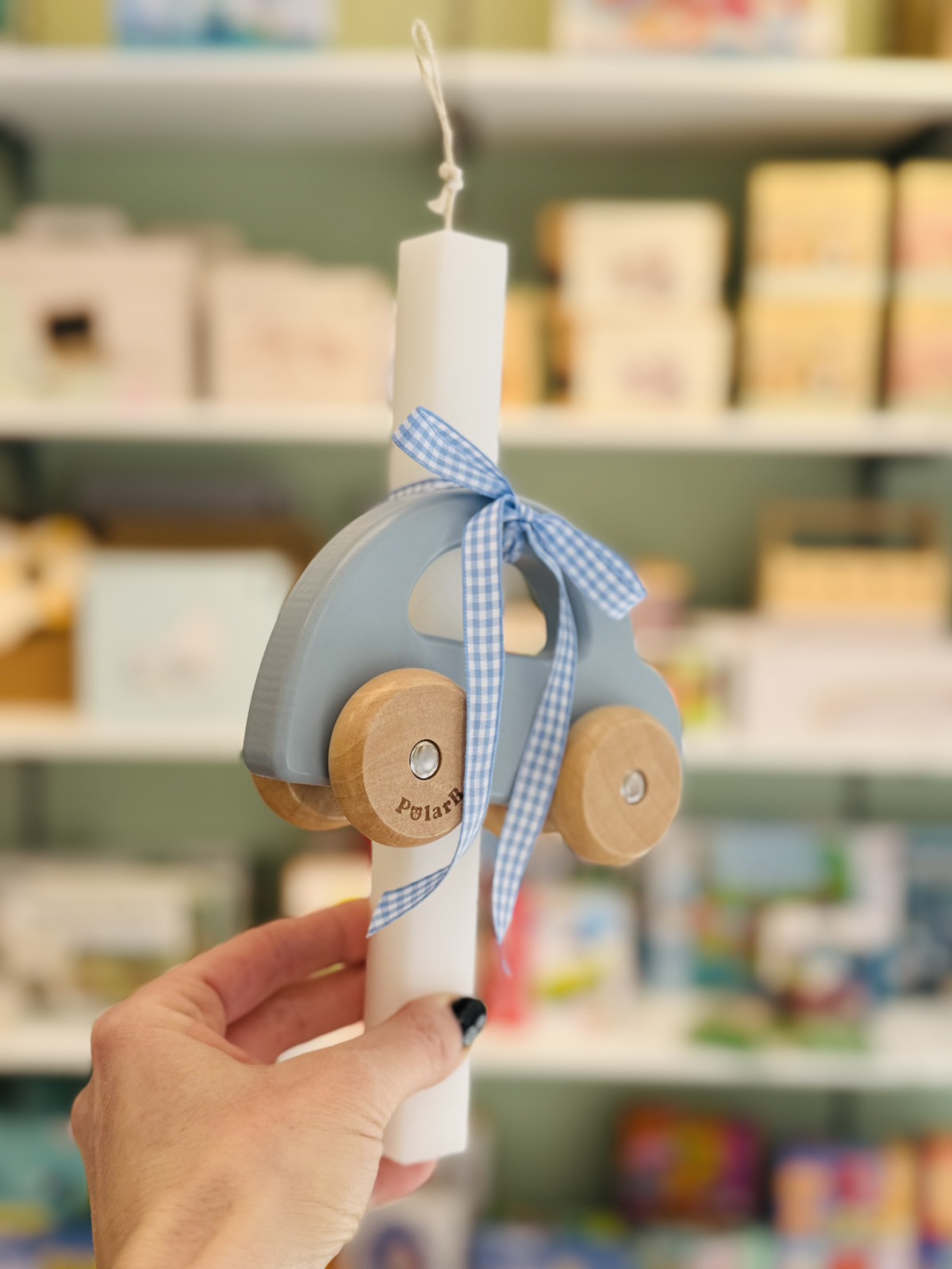 πασχαλινή-λαμπάδα-xylino-aytokinitaki-viga-ble1-littlebox.gr